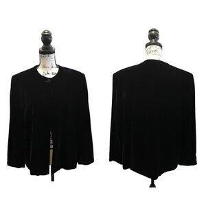 Vintage Talbots Velvet Blazer Jacket Black Size 4 NWOT Formal 1 button open